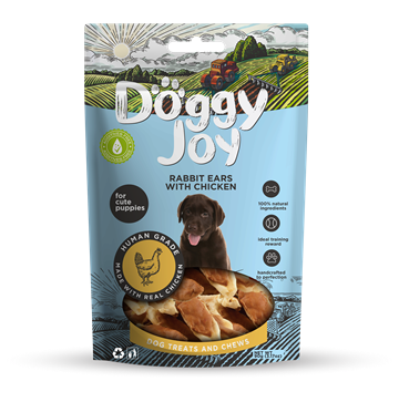 Doggy Joy - Kaninører med kylling til hvalpe