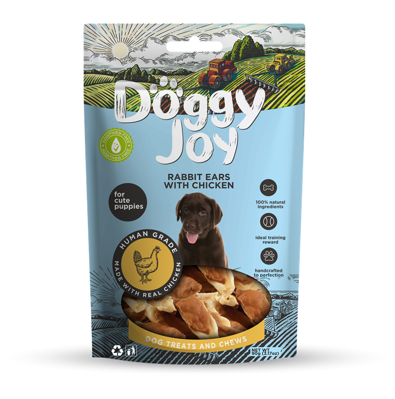 Doggy Joy - Kaninører med kylling til hvalpe