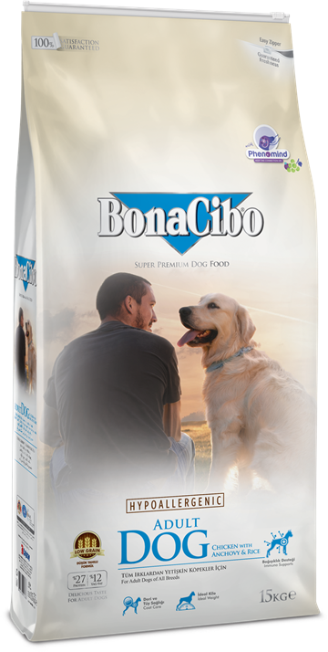 BonaCibo Adult hundefoder - Kylling & Ris med ansjoser