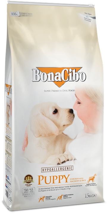 BonaCibo Puppy hundefoder - Kylling & Ris med ansjoser - 15 kg.