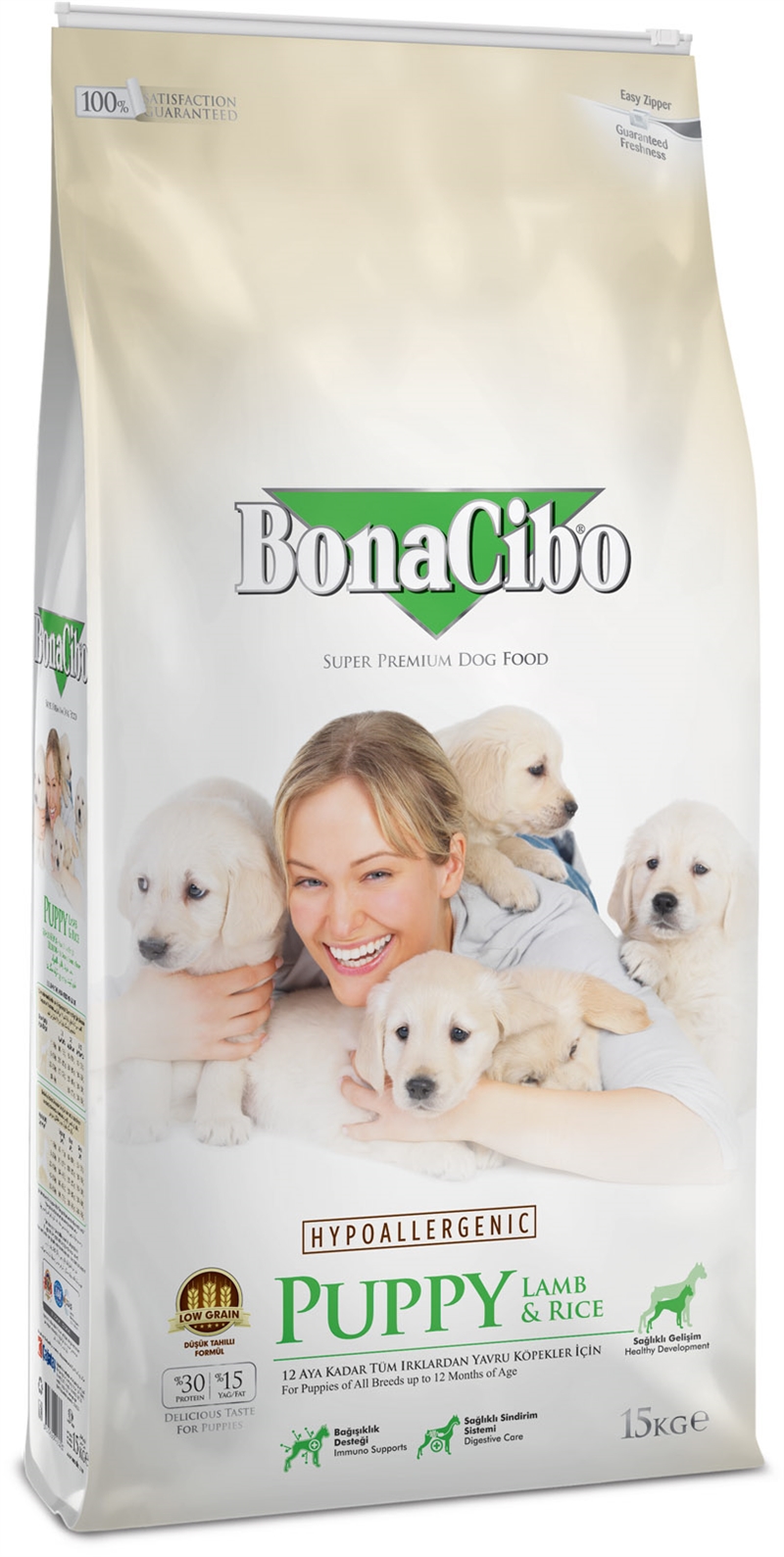 BonaCibo Puppy hundefoder  - Lam & Ris med ansjoser - 15 kg.