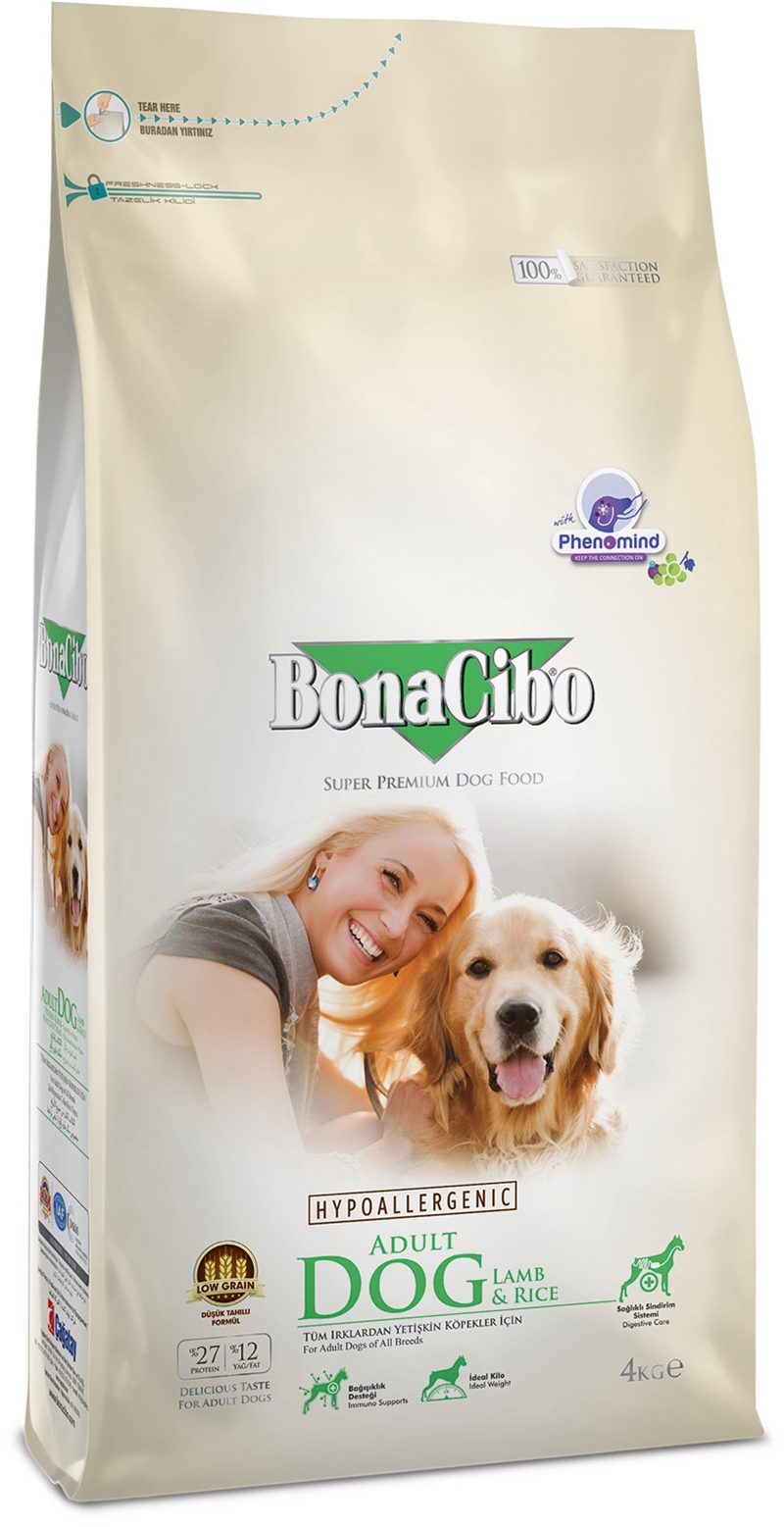 BonaCibo Adult hundefoder - Lam & Ris med ansjoser - 4 kg.
