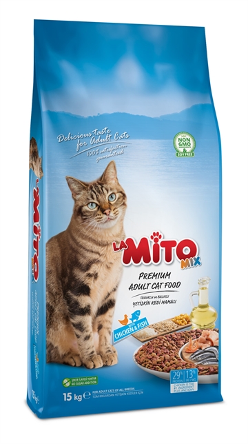 Mito Kattefoder med kylling & fisk - 15 kg.