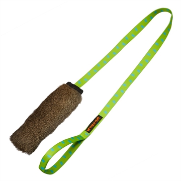Tug-e-nuff dummy med kanin og squeaker med langt håndtag - Grøn