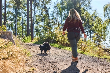 Hund og ejer med trekkingbælte fra Non-stop dogwear