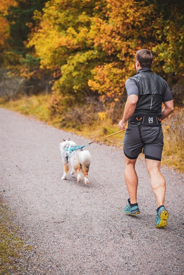 Hund og ejer med trekkingbælte fra Non-stop dogwear